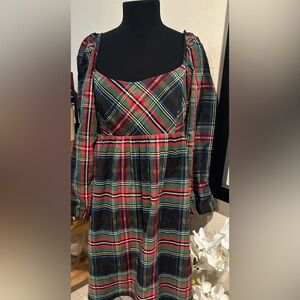 J. Crew Multicolor Plaid Long Sleeve Dress